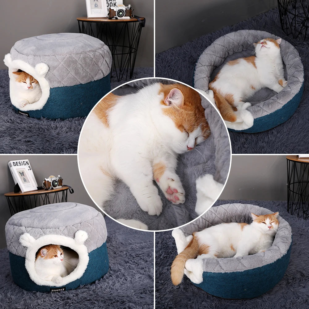 Cat Bed House Soft Plush Kennel Puppy Cushion Small Dogs Cats Nest Winter Warm Sleeping Pet Dog Bed P