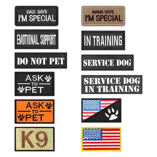 Custom Name ID Service Dog 1 Piece Tactical Patch Bundle For Dog Vest Harness Collar Personalized Patches Tags Sticker Label
