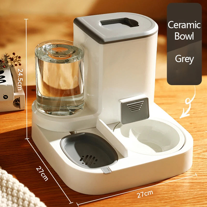 Pet Cat Automatic Feeder Drinking Water Large
