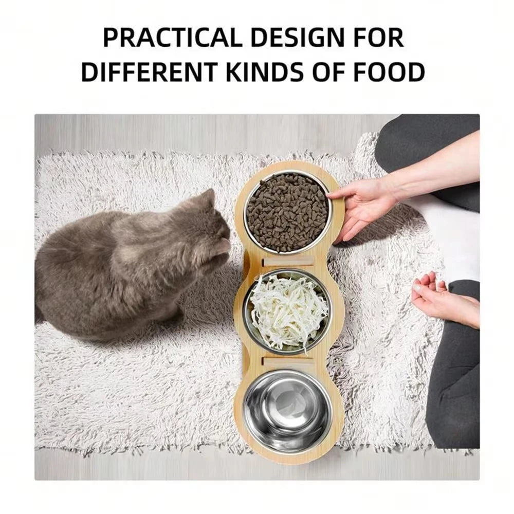 3 elevated cat bowls tilted anti-vomiting iron bowl elevated cat food bowl for food and water