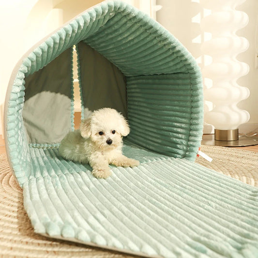 Closed Dog House Winter Windproof Nest for Dogs Cats with Door Curtain Outdoor Portable Tent
