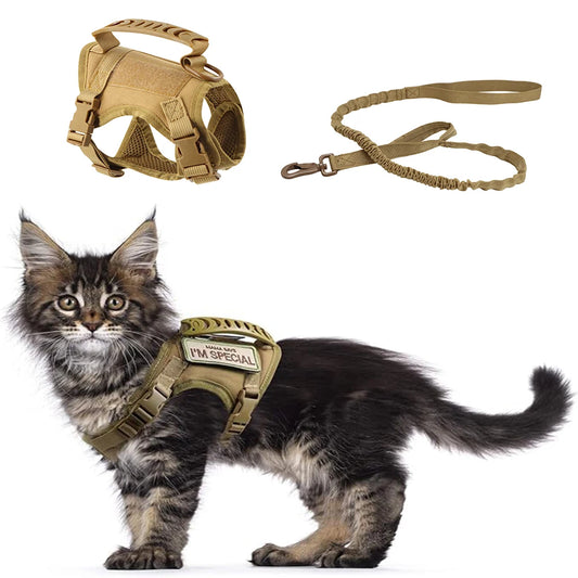Tactical cat harness for outdoor walking of kittens and puppies, used for walking to prevent escape, soft , easy to wear