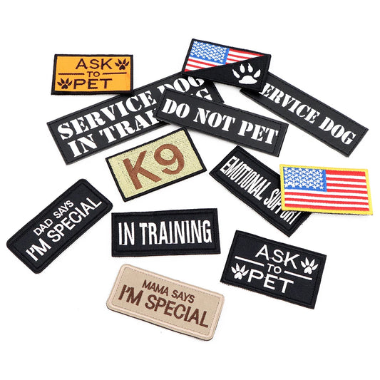 Custom Name ID Service Dog 1 Piece Tactical Patch Bundle For Dog Vest Harness Collar Personalized Patches Tags Sticker Label