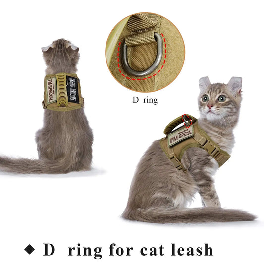 Tactical Cat Harness with 2 Patches Stickers For Puppy Vest Military Harnesses Service Small Dog Working Training Accessories