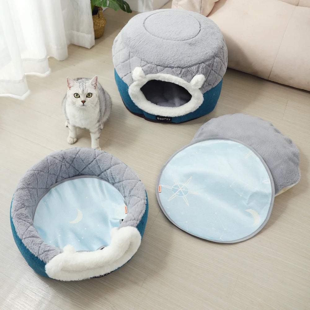 Cat Bed House Soft Plush Kennel Puppy Cushion Small Dogs Cats Nest Winter Warm Sleeping Pet Dog Bed P