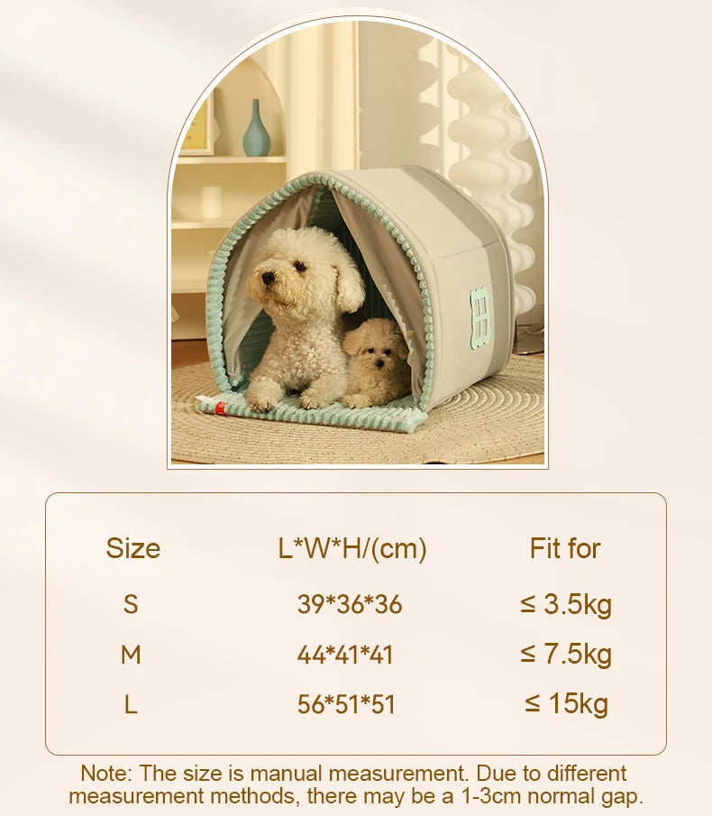 Closed Dog House Winter Windproof Nest for Dogs Cats with Door Curtain Outdoor Portable Tent