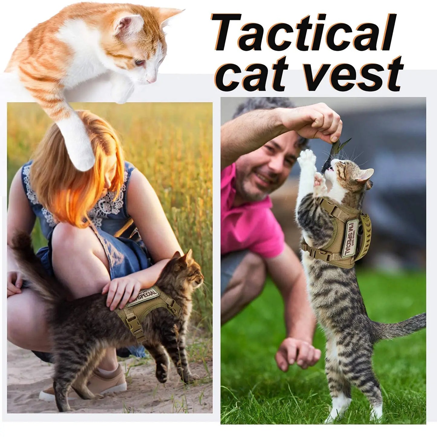 Tactical Cat Harness with 2 Patches Stickers For Puppy Vest Military Harnesses Service Small Dog Working Training Accessories