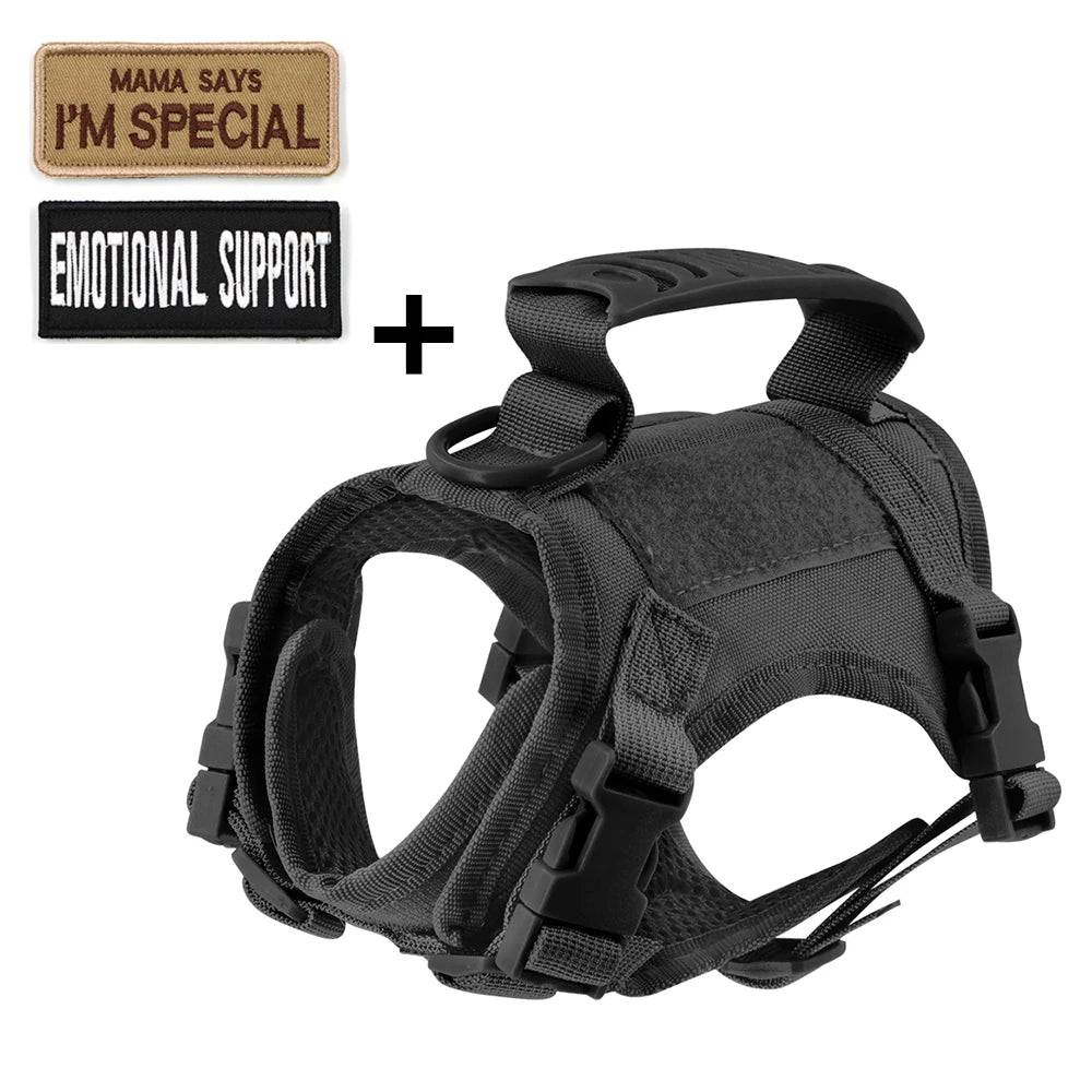 Tactical Cat Harness with 2 Patches Stickers For Puppy Vest Military Harnesses Service Small Dog Working Training Accessories