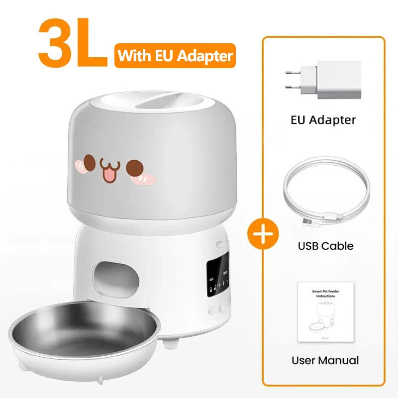 Automatic Cat Feeder 3L Smart Pet Food Dispenser WiFi Button Auto Dog Feeder For Cats Pets Remote Control Feeding Supply