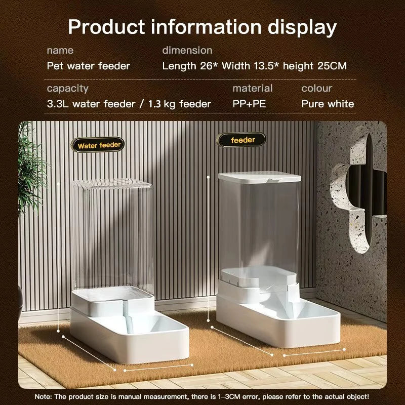 Automatic Cat Feeder & Water Dispenser with Gravity Food Storage  for Cats and Dogs