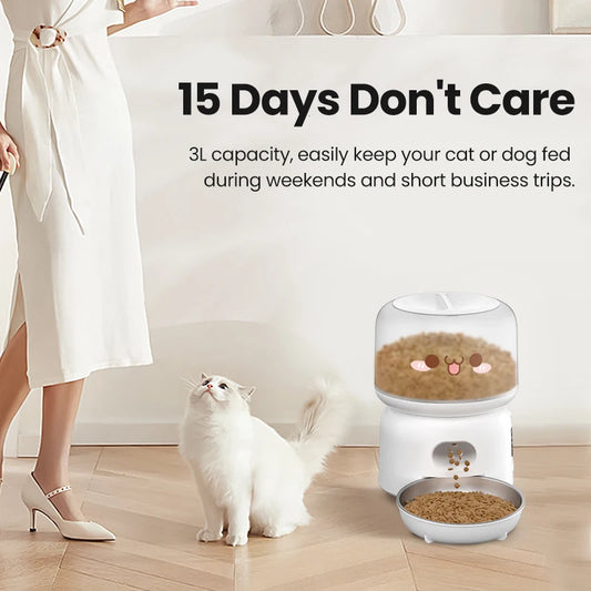 Automatic Cat Feeder 3L Smart Pet Food Dispenser WiFi Button Auto Dog Feeder For Cats Pets Remote Control Feeding Supply