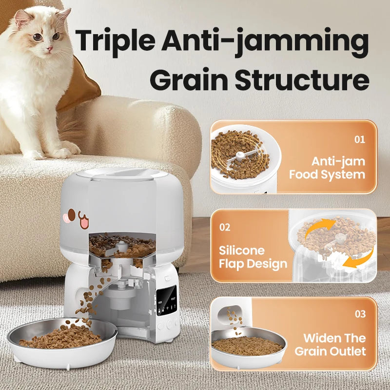 Automatic Cat Feeder 3L Smart Pet Food Dispenser WiFi Button Auto Dog Feeder For Cats Pets Remote Control Feeding Supply